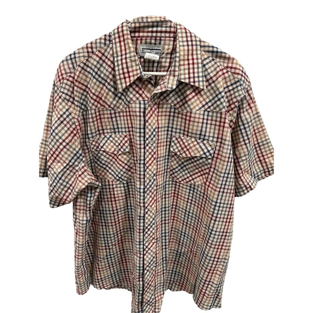 Wrangler Men's Sz 2XL Plaid Western Button-Up Shirt Short Sleeve Vintage AK47